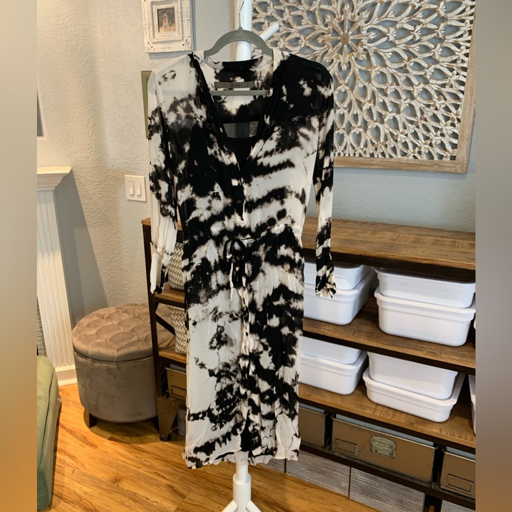 Enza Costa Black Ionic Sheer Lined Dress Size M